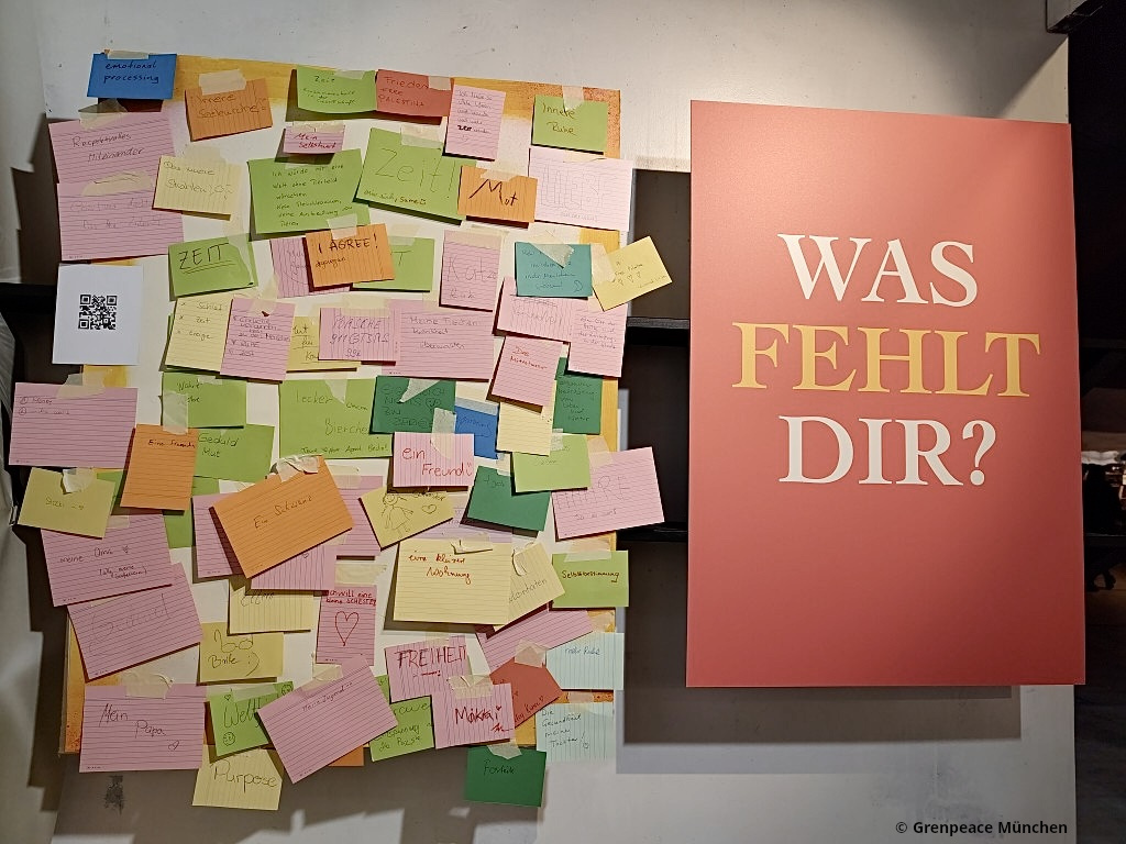 Antworten von Tollwood-Besucher:innen auf die Frage "Was fehlt dir?"